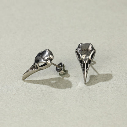 Raven Skull Earrings Viking Stud Earrings For Men
