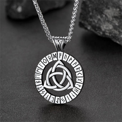 Celtic Knot Necklace with Viking Runes for Men