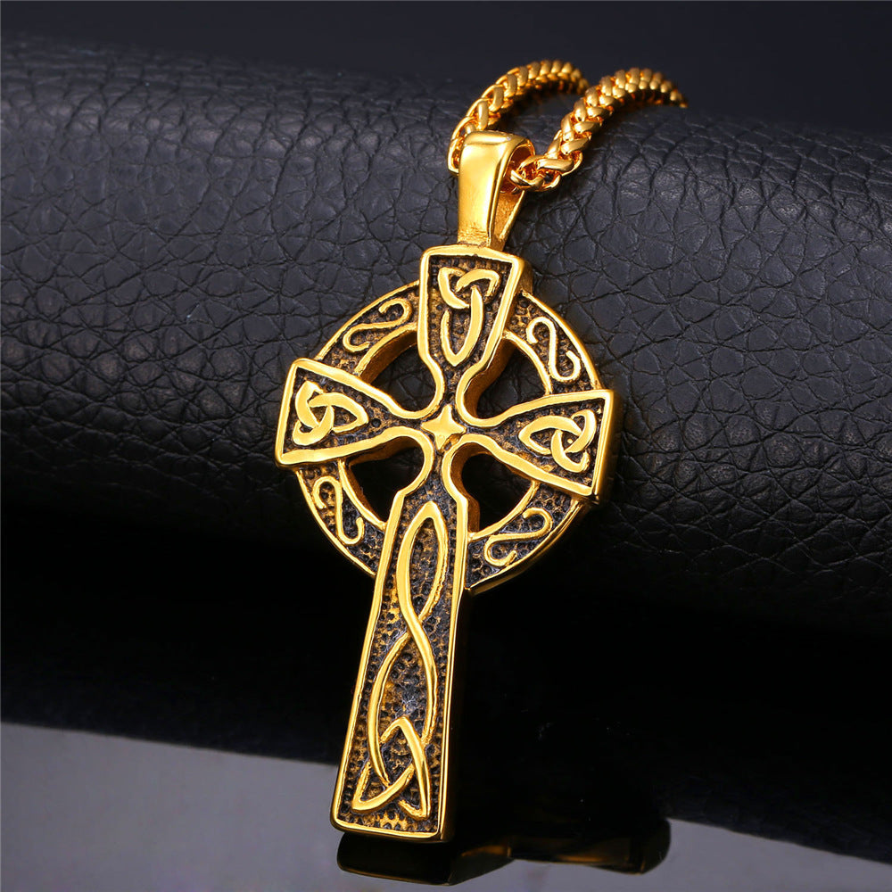 Large Celtic Cross Necklace Pendant For Men Women