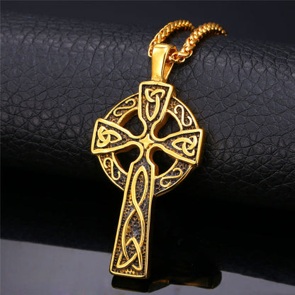 Large Celtic Cross Necklace Pendant For Men Women