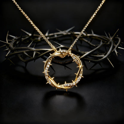 Christian Jesus Crown of Thorns Circle Pendant Necklace for Men