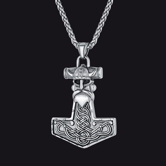 Viking Mjolnir Thor Hammer Necklace Odin Pendant For Men