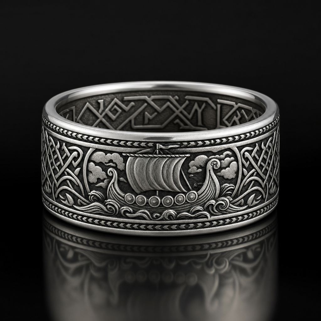 Viking Longship Drakkar Band Ring