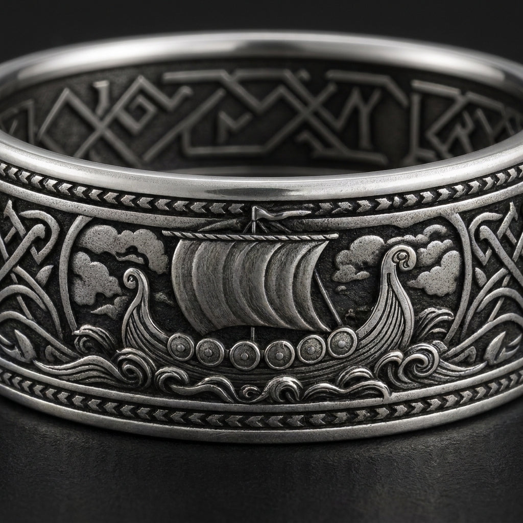 Viking Longship Drakkar Band Ring