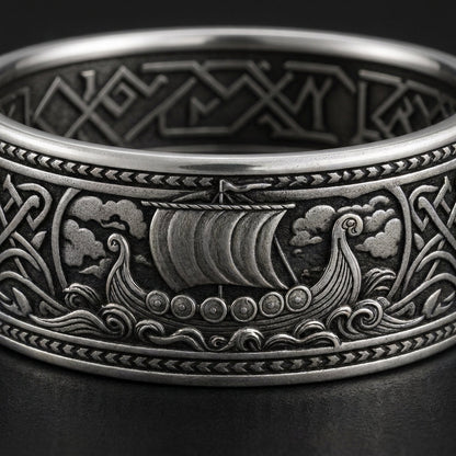 Viking Longship Drakkar Band Ring