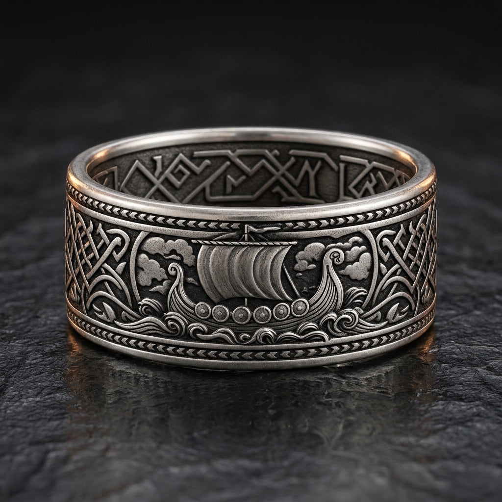Viking Longship Drakkar Band Ring