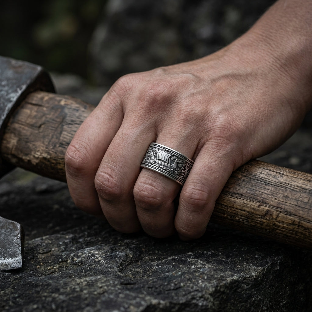 Viking Longship Drakkar Band Ring