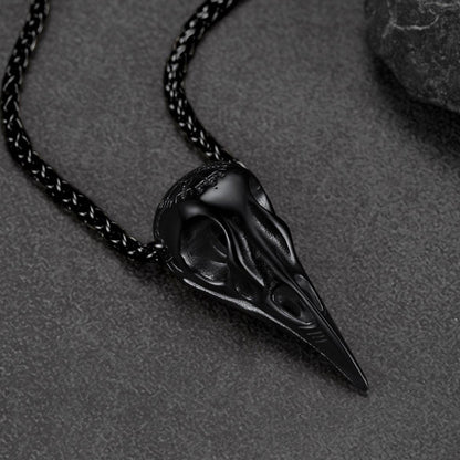 Raven Skull Necklace With Viking Compass for Men