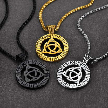 Celtic Knot Necklace with Viking Runes for Men