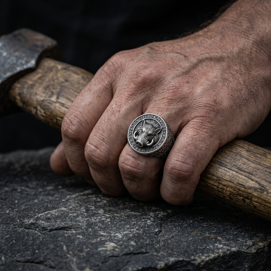 Viking Boar Gullinbursti Ring
