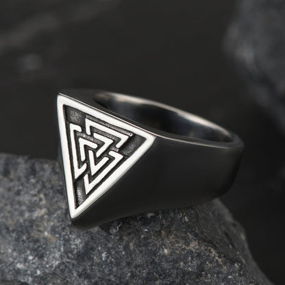 Stainless Steel Viking Valknut Signet Ring for Men