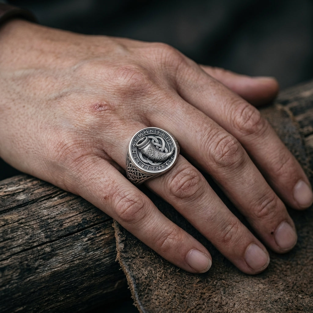 Viking Drinking Horn Signet Ring