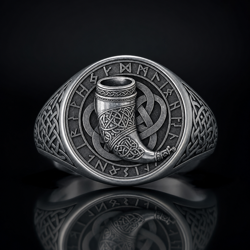 Viking Drinking Horn Signet Ring