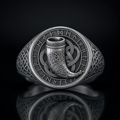 Viking Drinking Horn Signet Ring