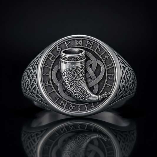 Viking Drinking Horn Signet Ring