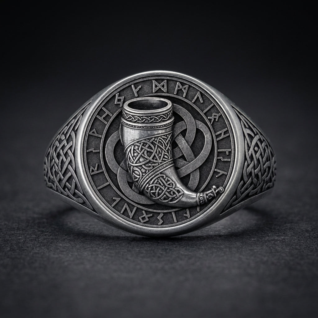 Viking Drinking Horn Signet Ring