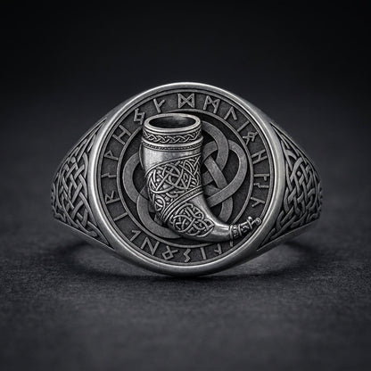 Viking Drinking Horn Signet Ring
