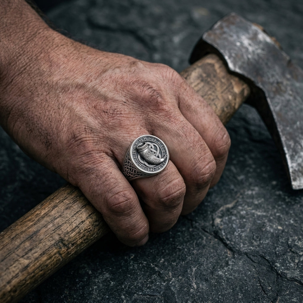 Viking Drinking Horn Signet Ring