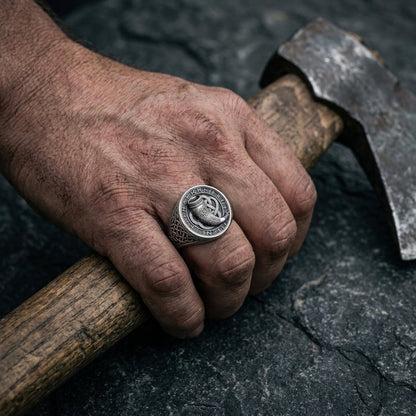 Viking Drinking Horn Signet Ring