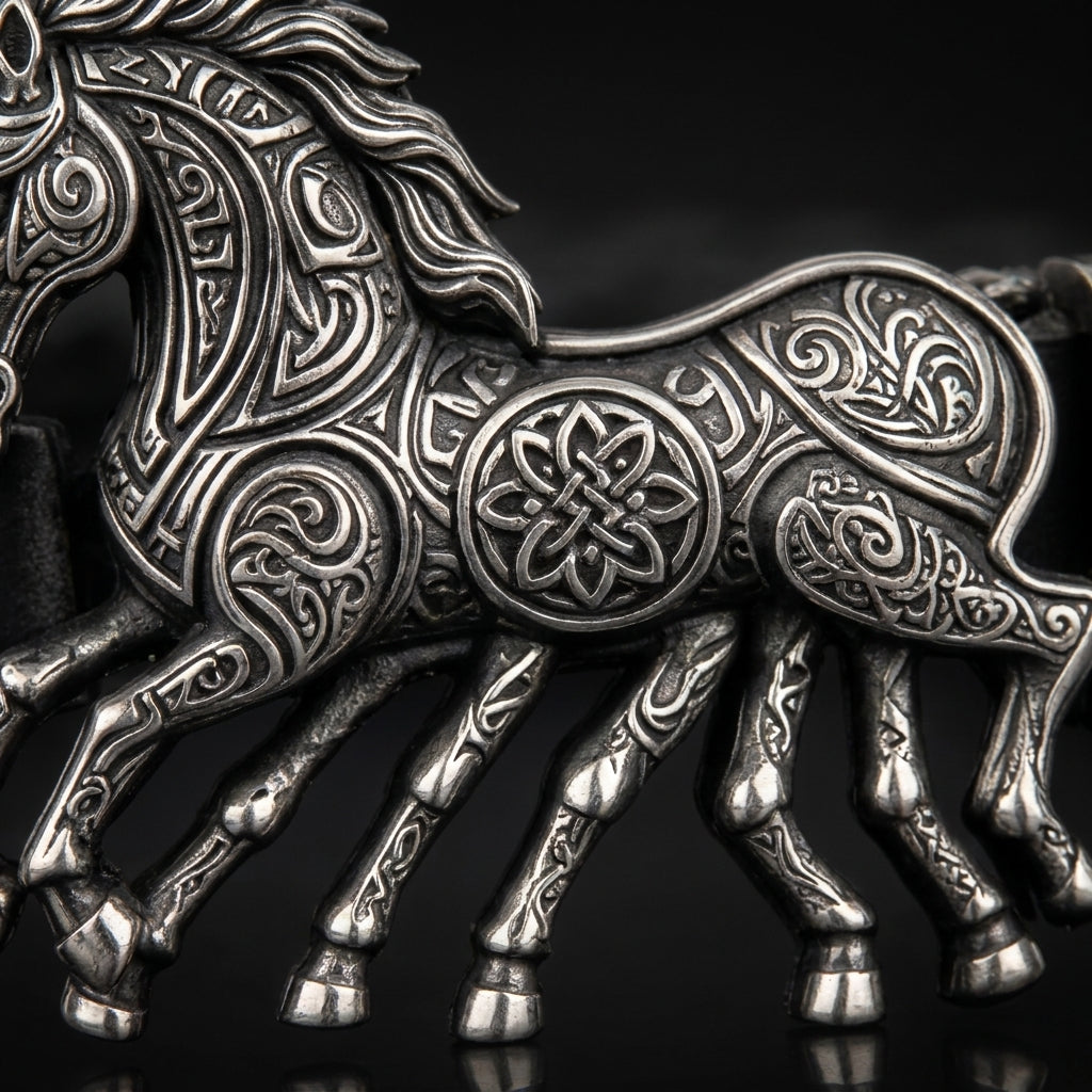 Viking Sleipnir Horse Braided Leather Bracelet
