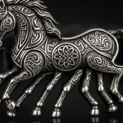 Viking Sleipnir Horse Braided Leather Bracelet