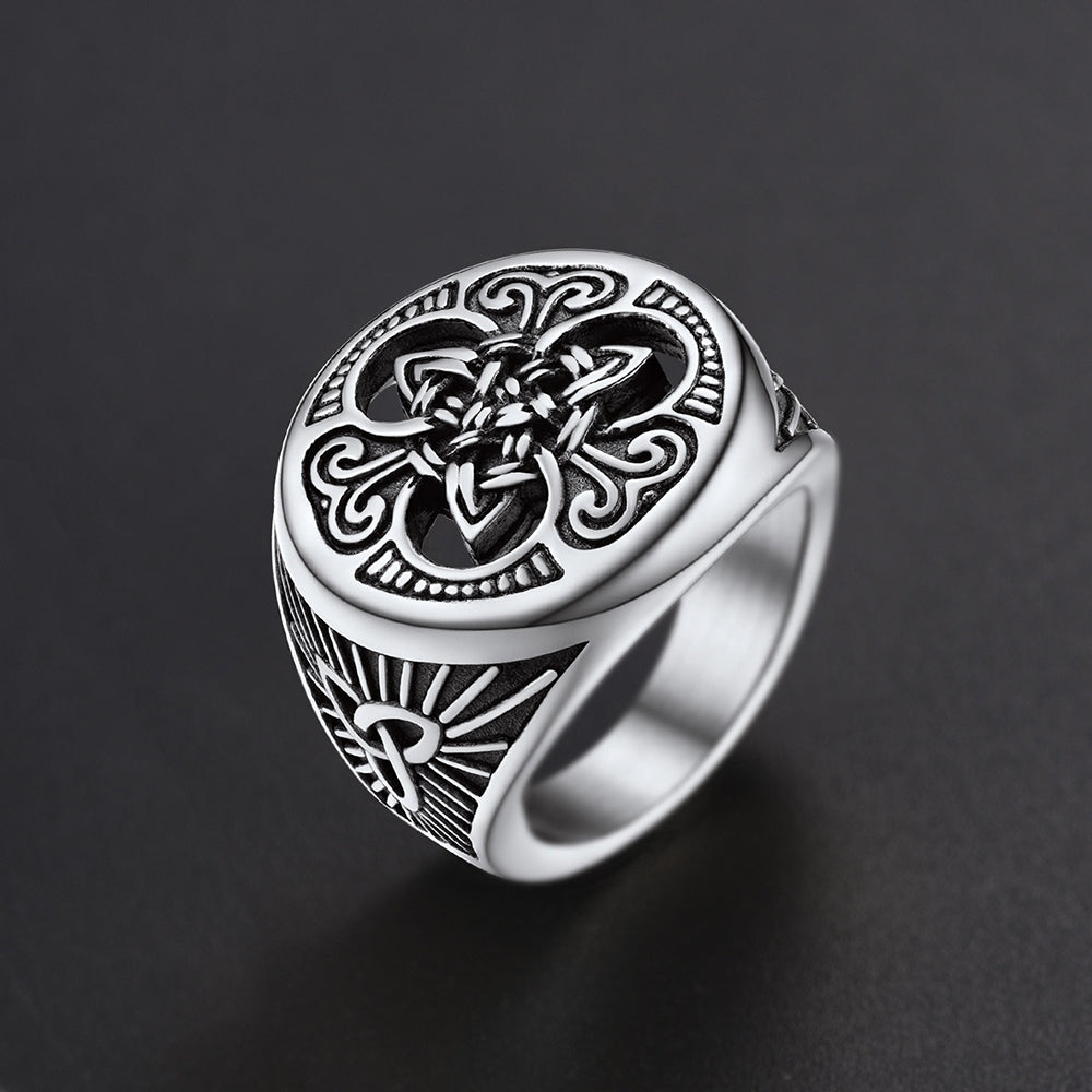 Viking Celtic Knot Signet Ring for Men