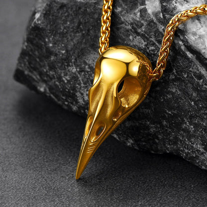 Viking Raven Skull Necklace For Men