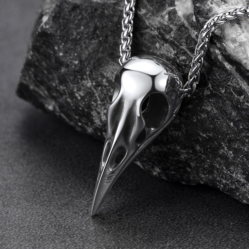Viking Raven Skull Necklace For Men