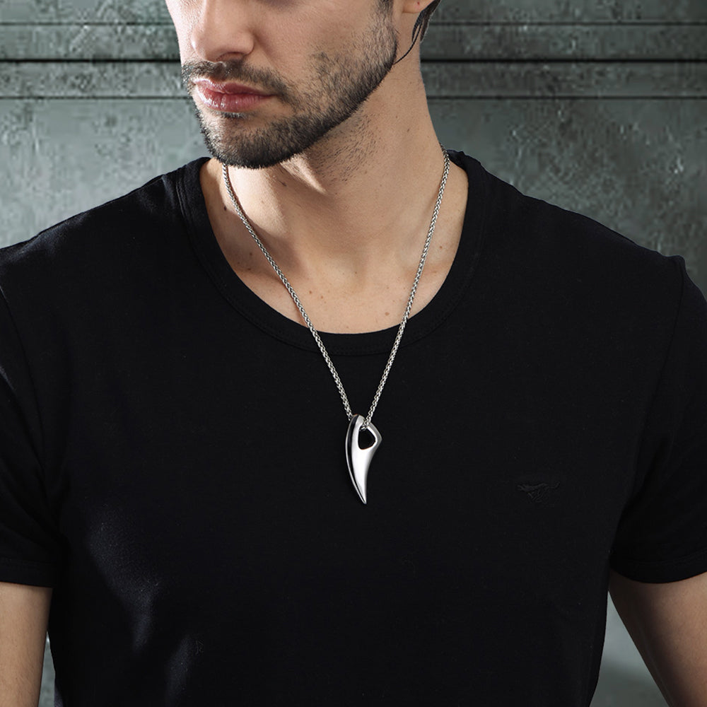 Norse Viking Wolf Tooth Spear Pendant Necklace for Men