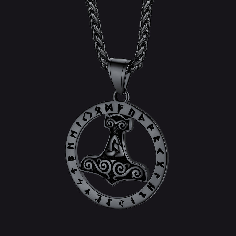 Viking Thor's Hammer Rune Pendant Necklace For Men