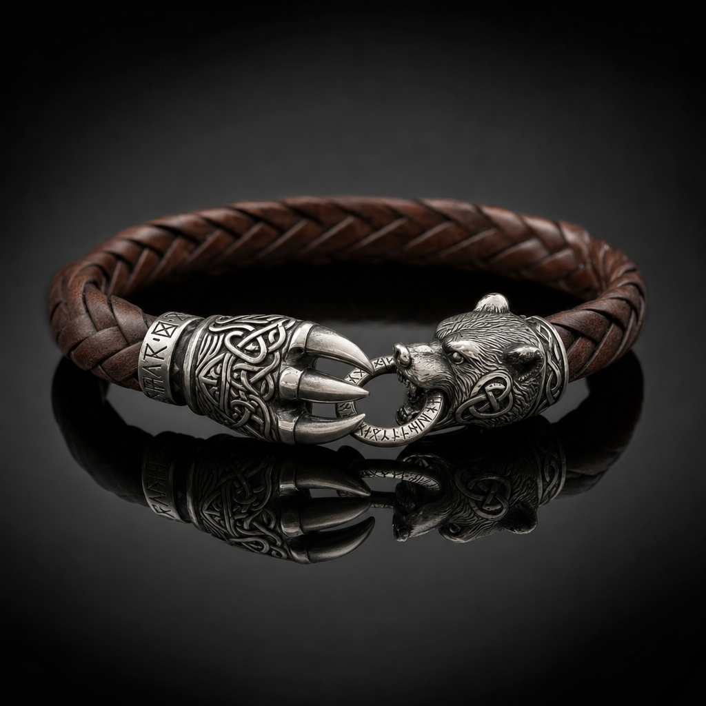 Berserker Bear Claw Leather Bracelet