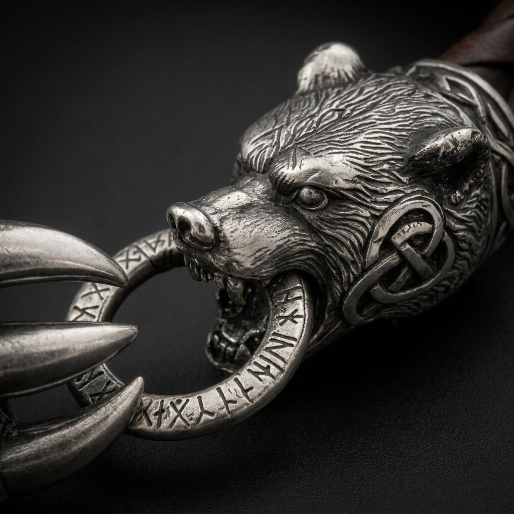 Berserker Bear Claw Leather Bracelet