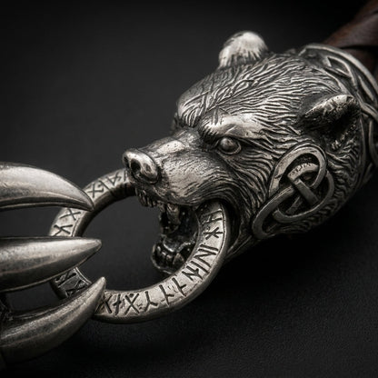 Berserker Bear Claw Leather Bracelet