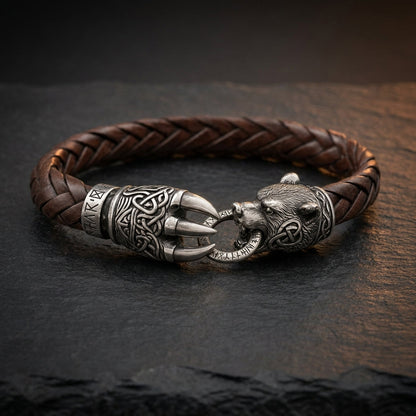 Berserker Bear Claw Leather Bracelet