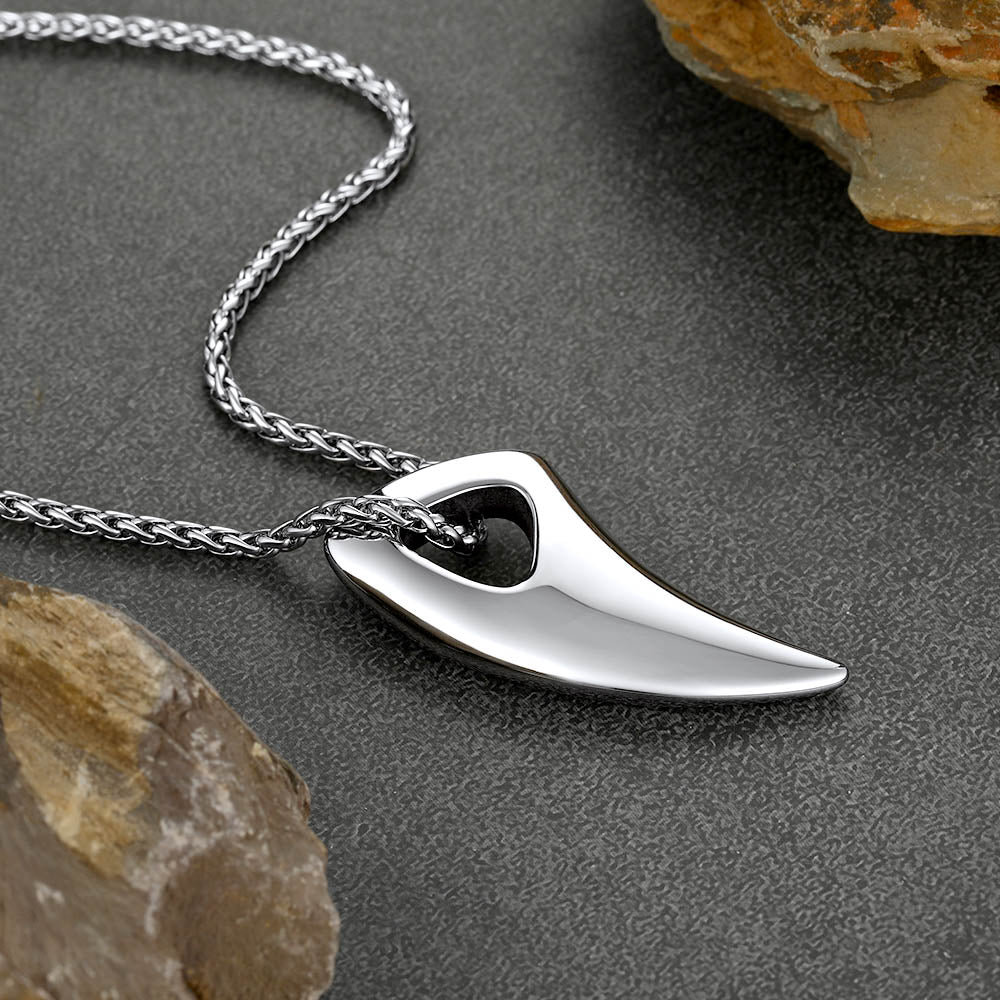 Norse Viking Wolf Tooth Spear Pendant Necklace for Men