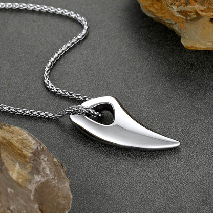 Norse Viking Wolf Tooth Spear Pendant Necklace for Men