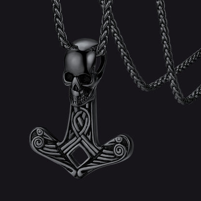 Viking Skull Spear Pendant Necklace for Men