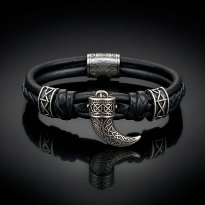 Viking Drinking Horn Leather Bracelet