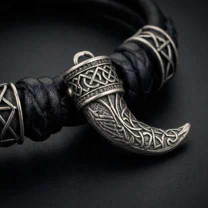 Viking Drinking Horn Leather Bracelet