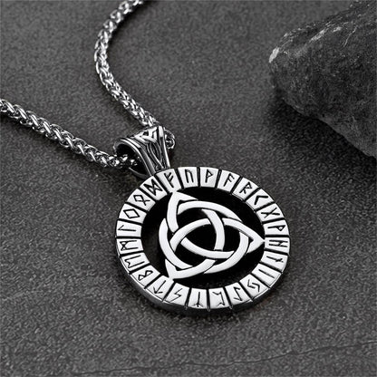 Celtic Knot Necklace with Viking Runes for Men