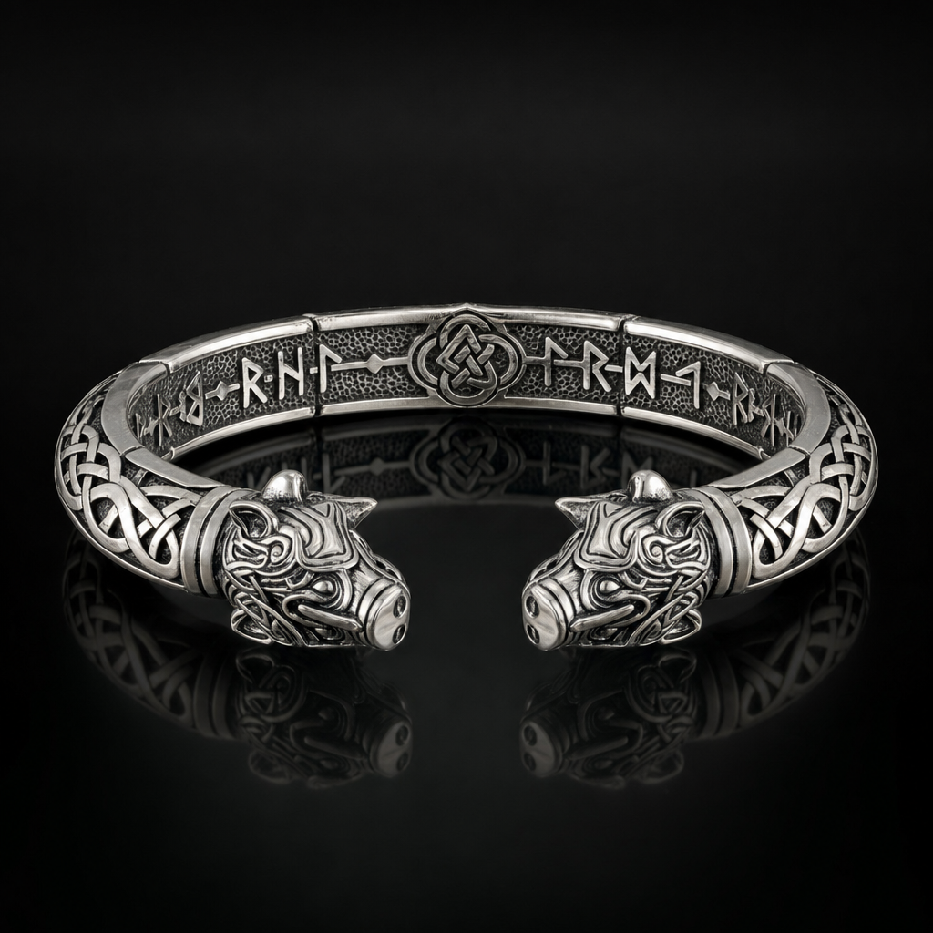 Viking Boar Gullinbursti Cuff Bracelet