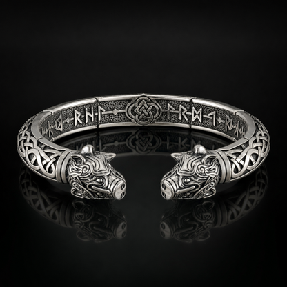 Viking Boar Gullinbursti Cuff Bracelet