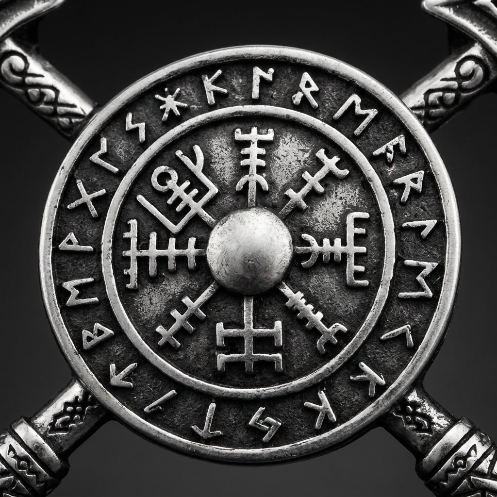 Viking Crossed Spear & Shield Leather Bracelet