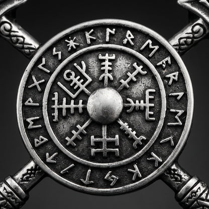 Viking Crossed Spear & Shield Leather Bracelet