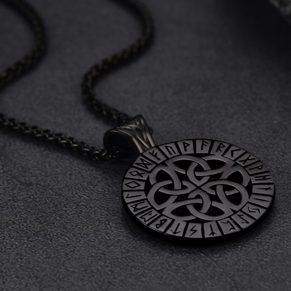 Irish Celtic Knot Necklace with Viking Runes For Men