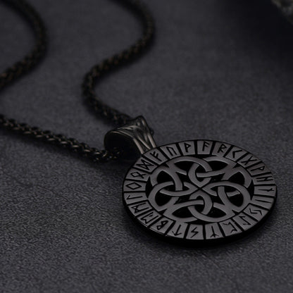Irish Celtic Knot Necklace with Viking Runes For Men