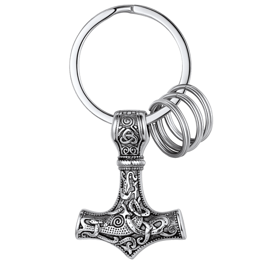 Norse Viking Thor Hammer Mjolnir Keychain for Men
