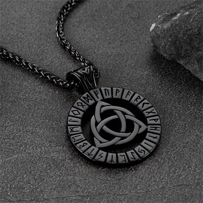Celtic Knot Necklace with Viking Runes for Men