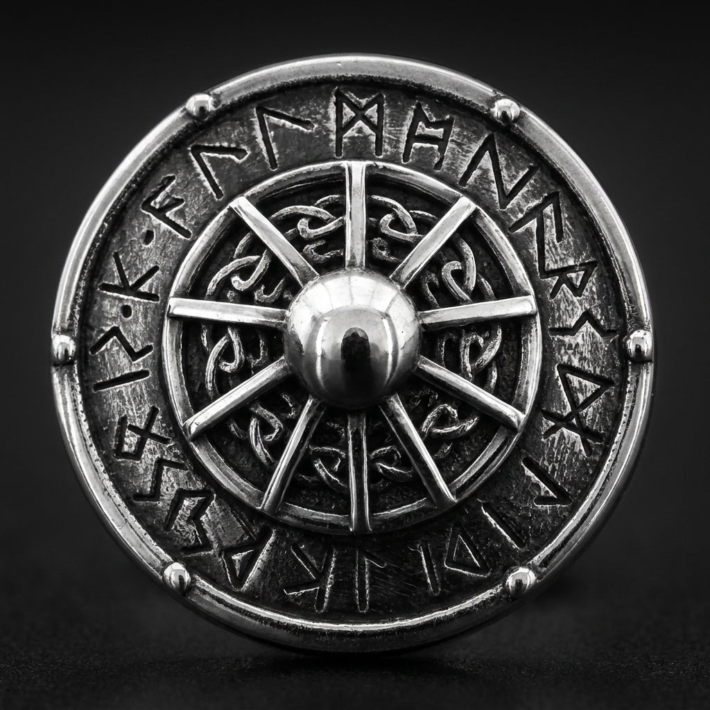Viking Shield Stud Earrings with Runes