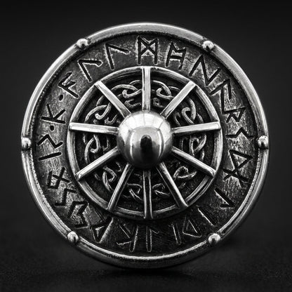 Viking Shield Stud Earrings with Runes